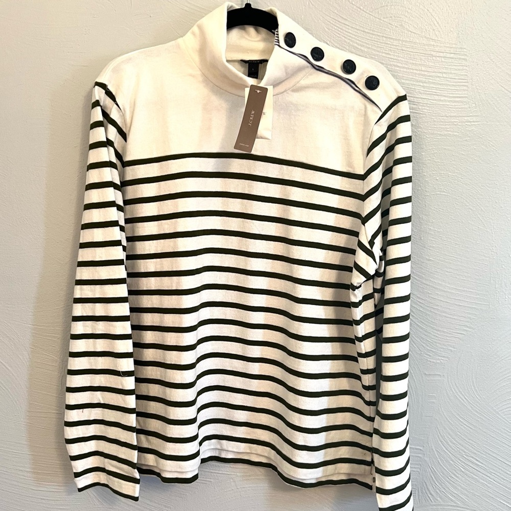 NWT J.Crew NWT loose fit cotton high neck shirt with buttons